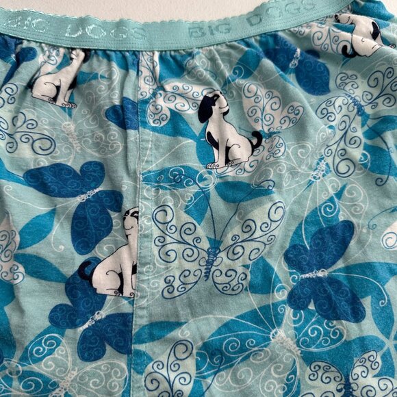 Big Dogs Turquoise Boxer Shorts Dog & Butterfly Print 100% Cotton Small Flannel - Picture 5 of 7